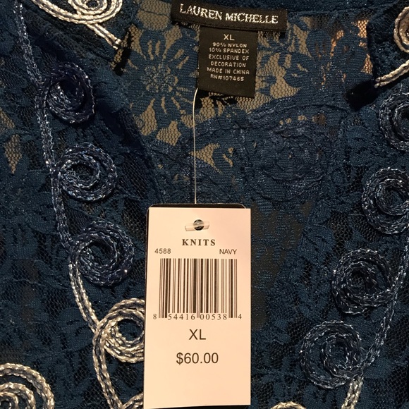 Closing closet. NWT embroidered lace embellished sheer top - Picture 5 of 7